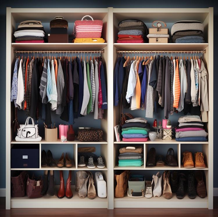 a well organized closet maximizing closet space per person