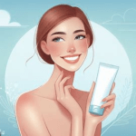 woman caring for oily skin with cleansers