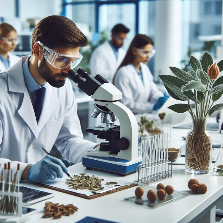 scientists working in a laboratory on ashwagandha plants research