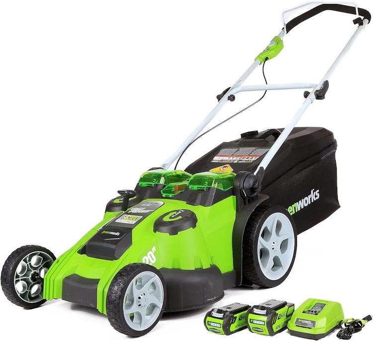 Greenworks 40V 20" Dual Blade Cordless (Push) Lawn Mower (75+ Compatible Tools), 4.0Ah + 2.0Ah Battery and Charger Included