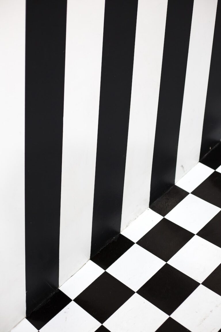 make black paint for a black and white checkered floor and wall