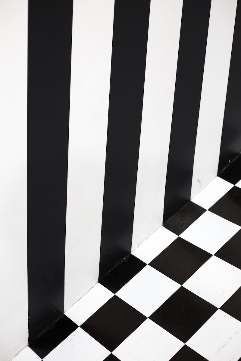 make black paint for a black and white checkered floor and wall