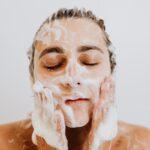 Woman Washing Face with Foam