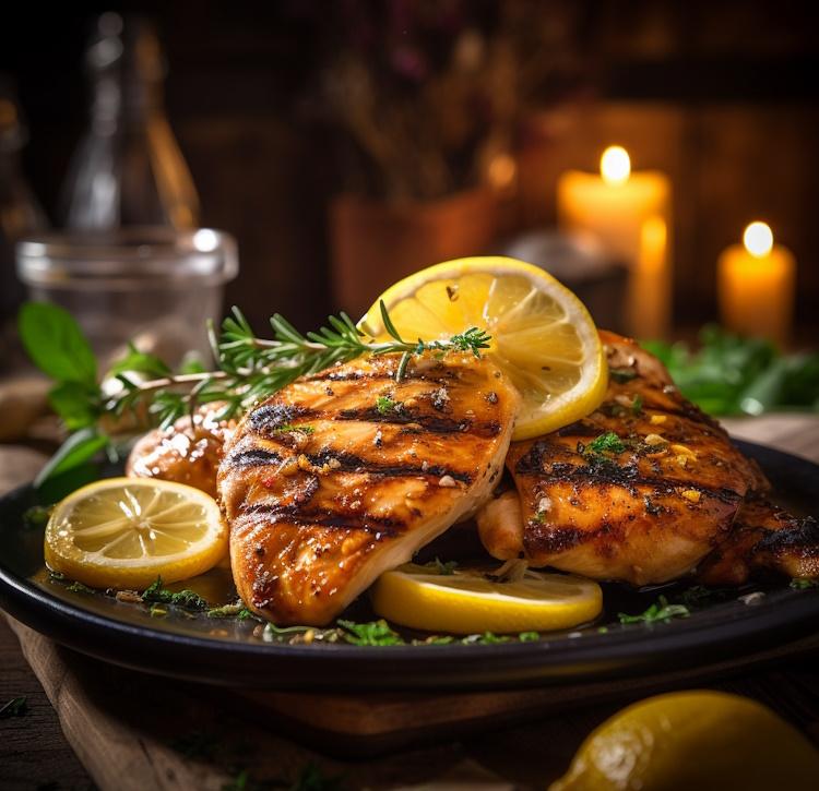 Grilled chicken with lemon and herbs