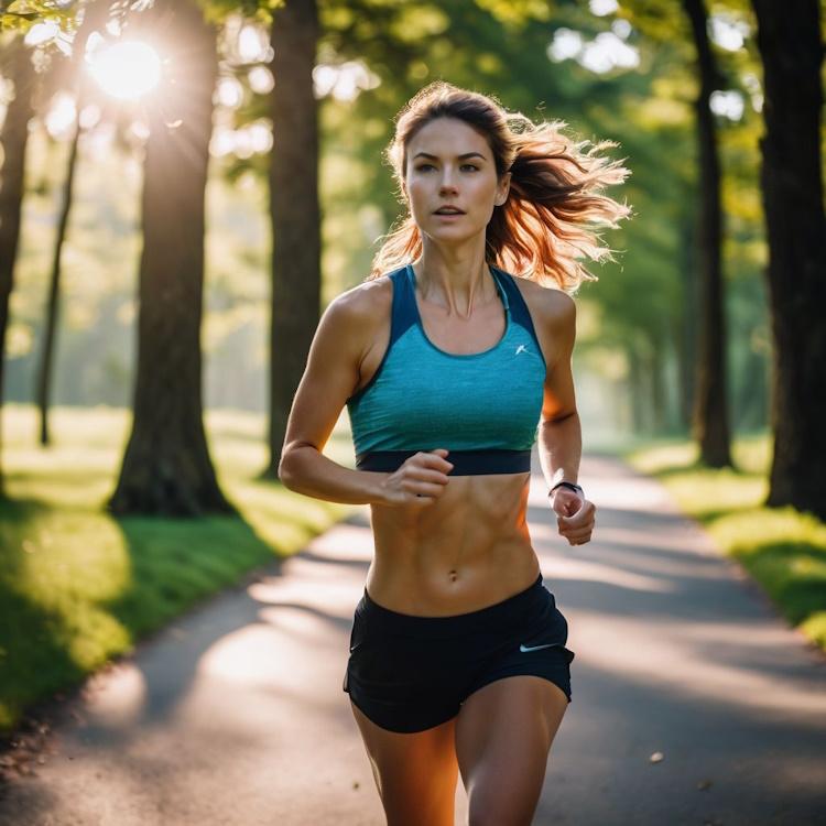 The Science Behind L-Carnitine. A woman jogging in the park