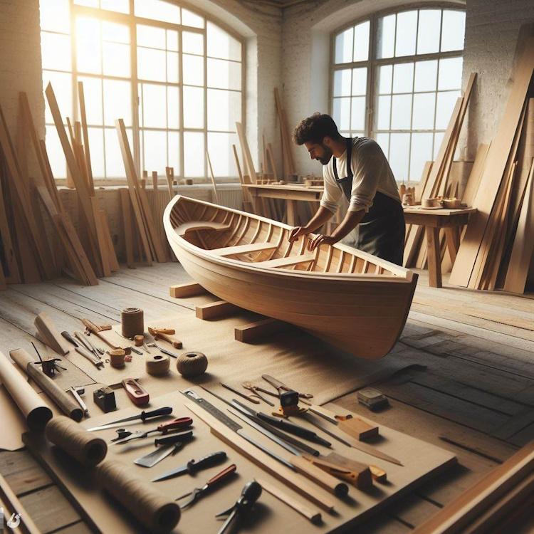 person building a boat with a diy boat kit