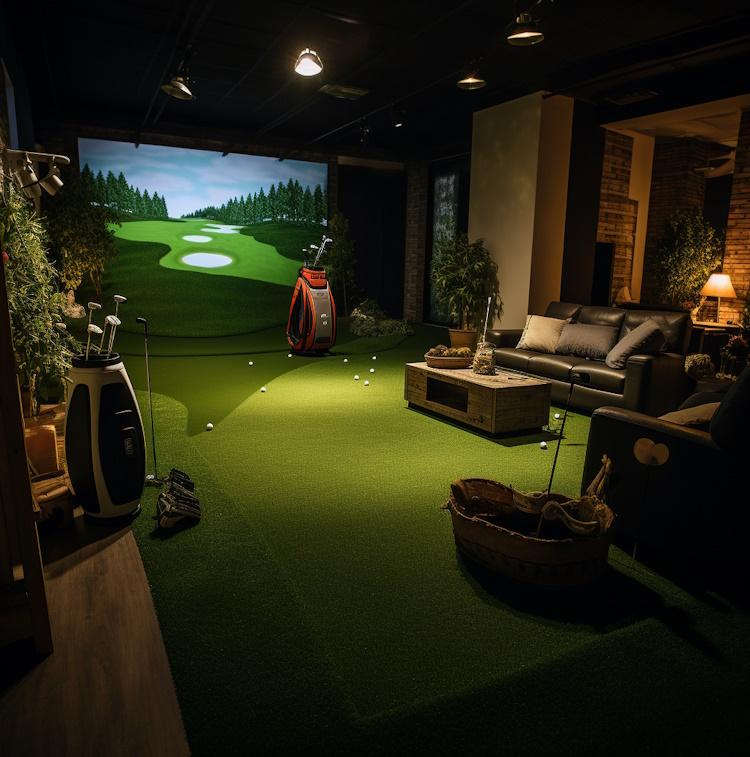 basement space for a diy golf simulator