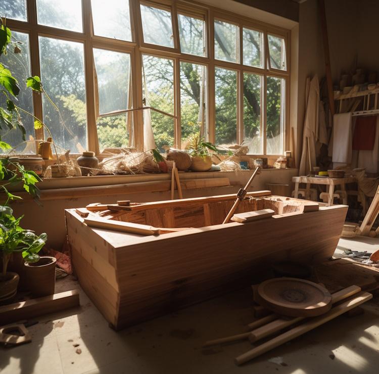 DIY wood bathtub woodworking project