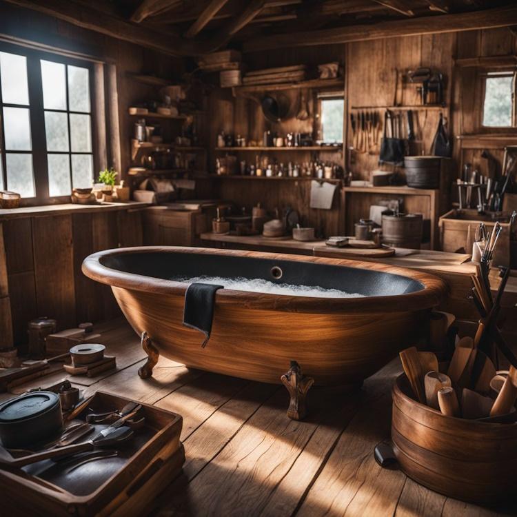 diy wood bathtub in the woodworking shop