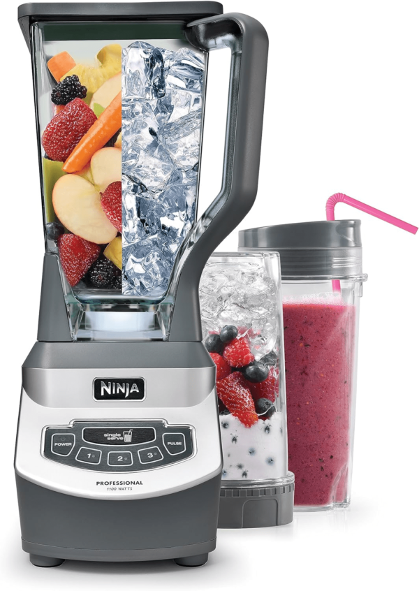 Ninja BL660 Professional Blender Smoothie & Food Processing Blender, 1100-Watts, 3 Functions -for Frozen Drinks, Smoothies, Sauces, & More