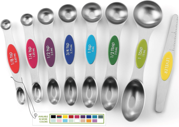 Spring Chef Magnetic Measuring Spoon Set - Stainless Steel, BPA Free, Fits Spice Jars, 7 Sizes