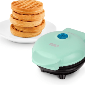 DASH Mini Maker for Individual Waffles, Hash Browns, Keto Chaffles with Easy to Clean, Non-Stick Surfaces, 4 Inch, Aqua