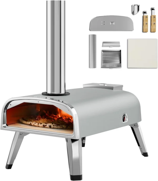 aidpiza Pizza Oven Outdoor 12" Wood Fired Pizza Ovens Pellet Pizza Stove for Outside, Portable Stainless Steel Pizza Oven for Backyard Pizza Maker
