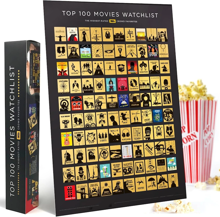  Official IMDb Top 100 Movies Scratch Off Poster | Premium Bucket List - Made in USA | 16.5x23.4 Inches | Unique Gift for Men and Women Film Lovers | Movie