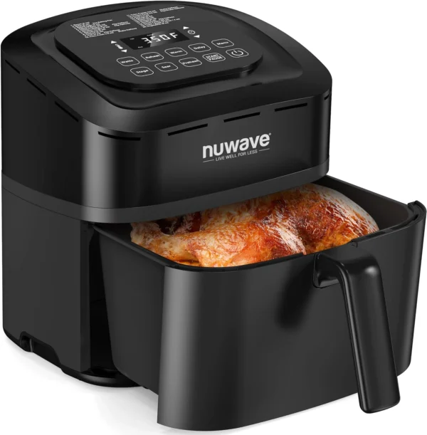 Nuwave BrioAir Fryer 7.25Qt with Patented Linear T Thermal Technology for Crisping, Roasting, Dehydrating, and Reheating Non-Stick, Dishwasher Safe